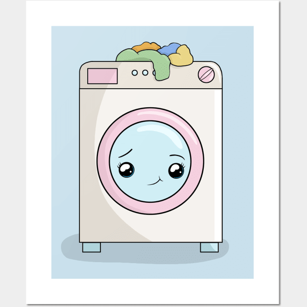 Kawaii Washing Machine Wall Art by valentinahramov